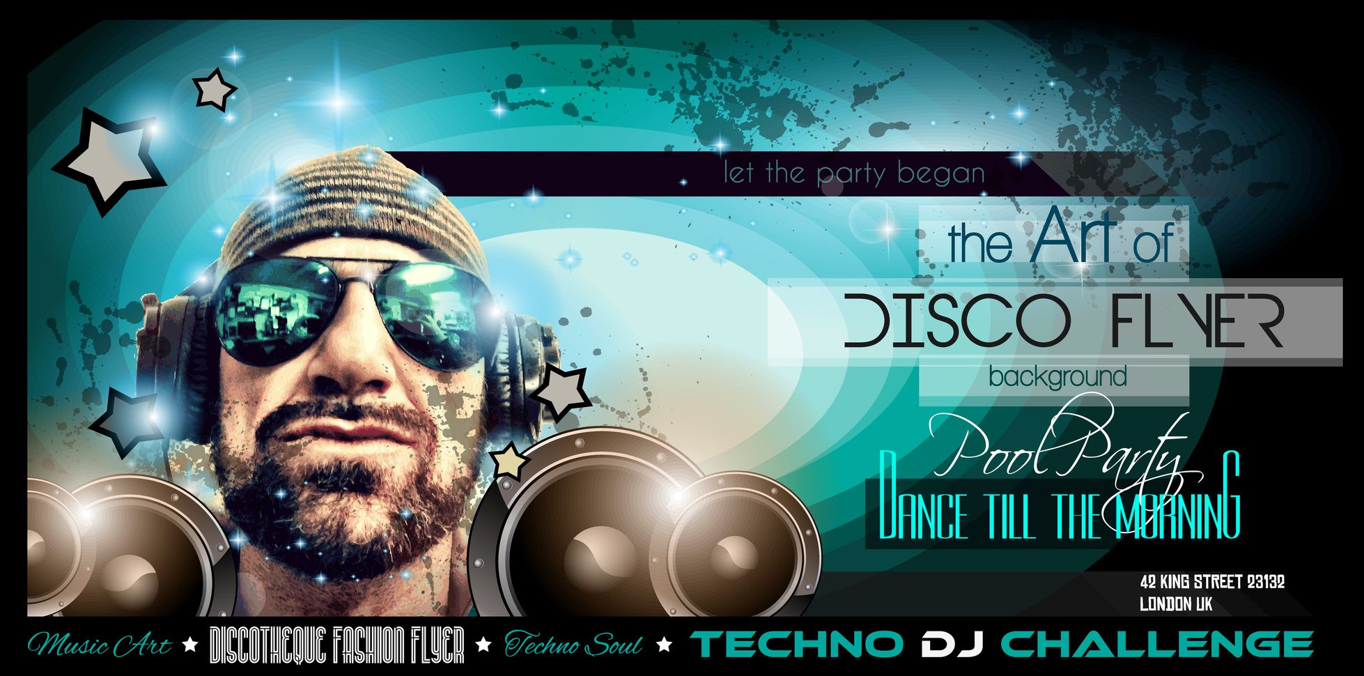 Disco Night Club Flyer layout with DJ shape